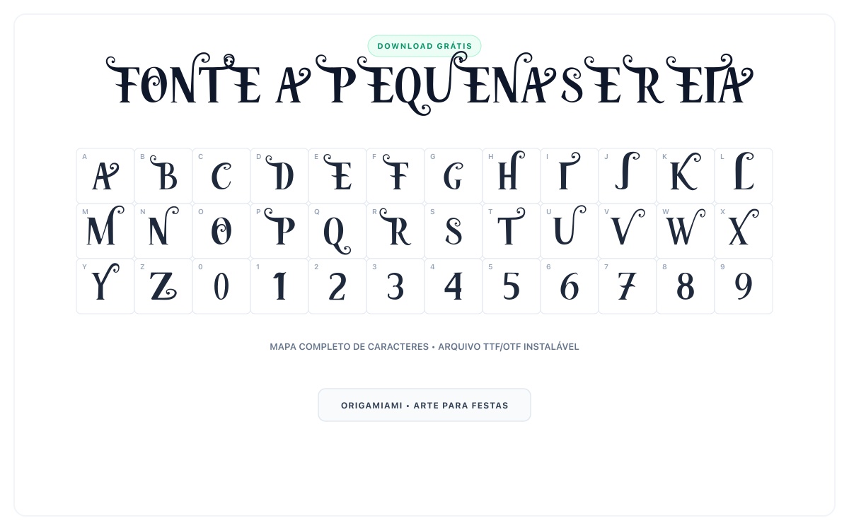 Fonte A Pequena Sereia grátis para download - Mapa de caracteres e download grátis