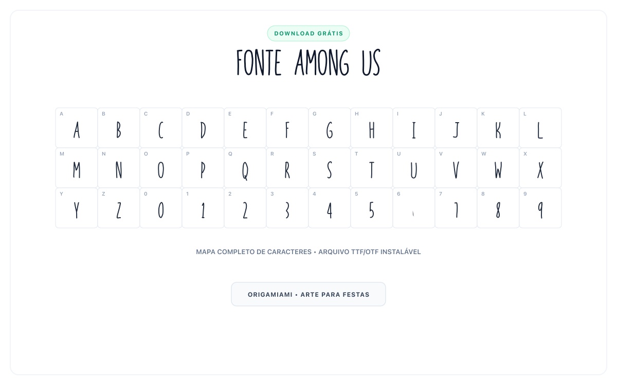 Fonte Among US grátis para download - Mapa de caracteres e download grátis