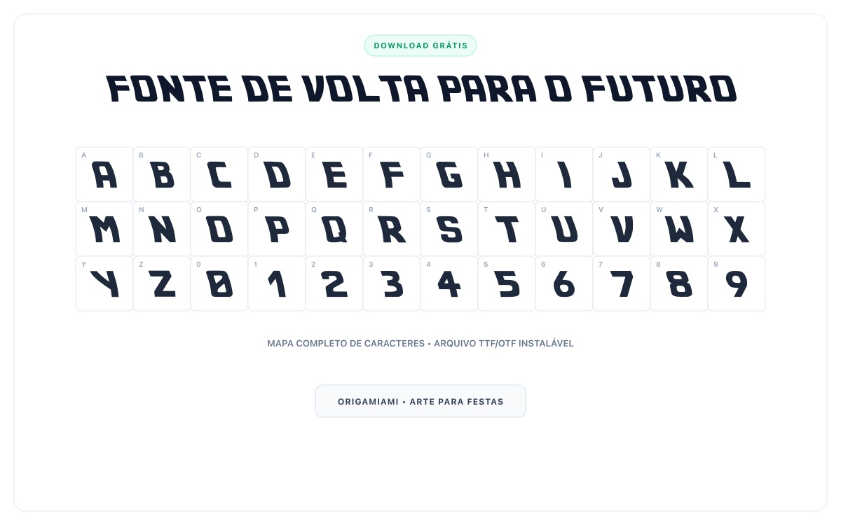Fonte De Volta para o Futuro grátis para download - Mapa de caracteres e download grátis