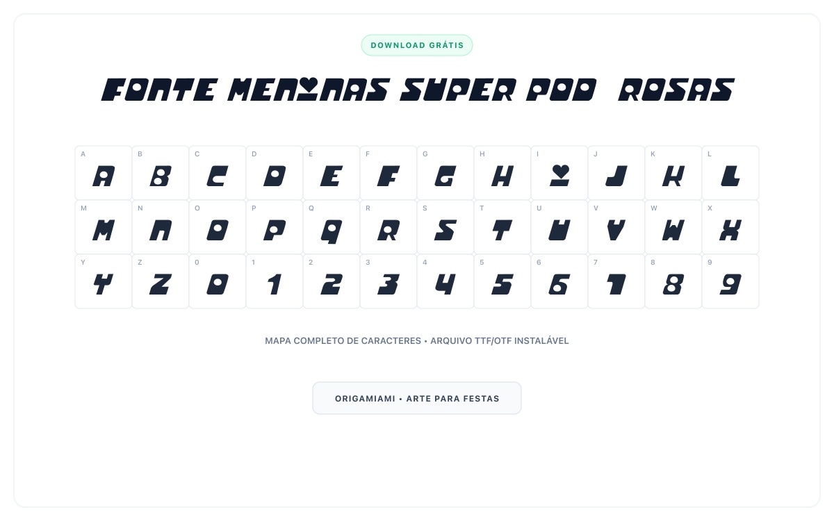 Fonte Meninas Super Poderosas grátis para download - Mapa de caracteres e download grátis