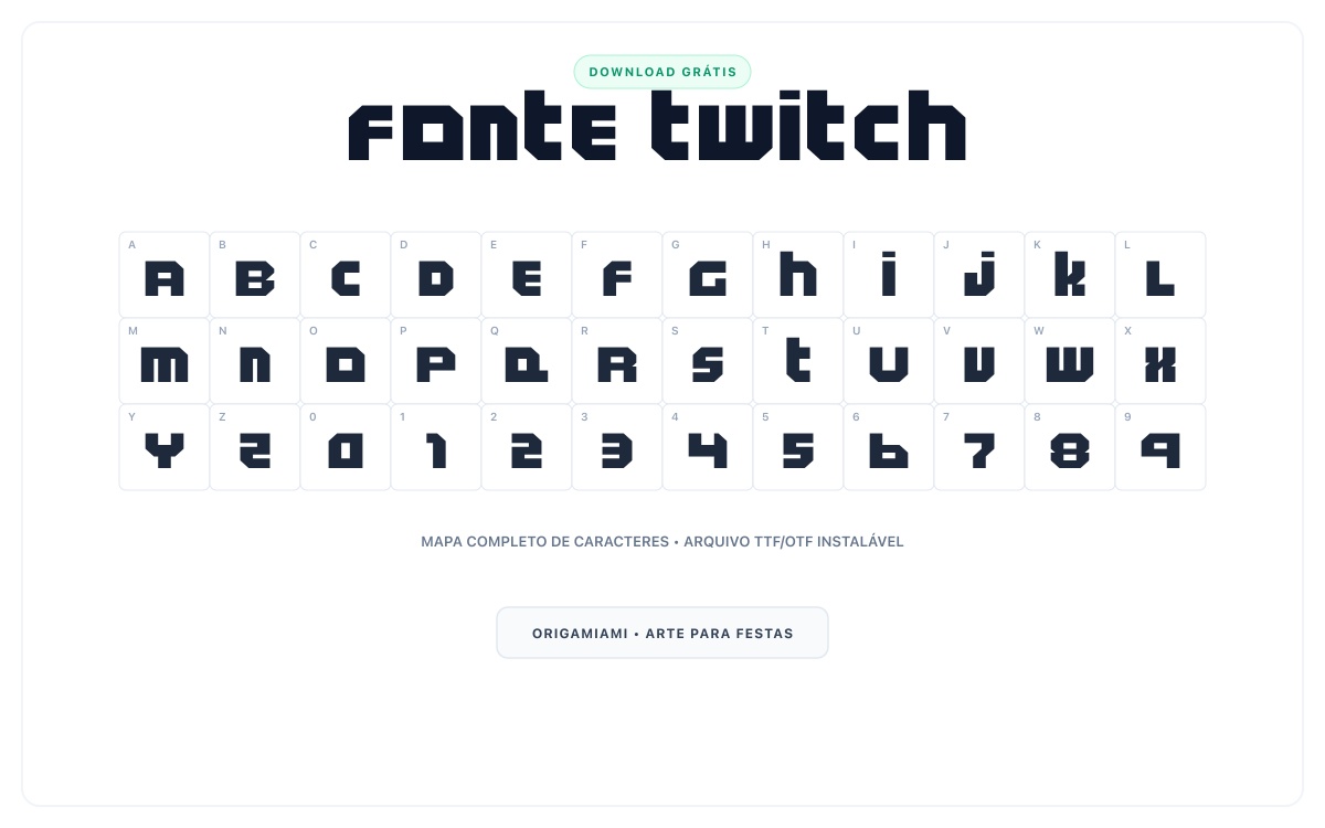 Fonte Twitch grátis para download - Mapa de caracteres e download grátis