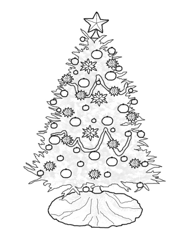 Desenho Montando Árvore de Natal para Colorir - Desenho para Colorir