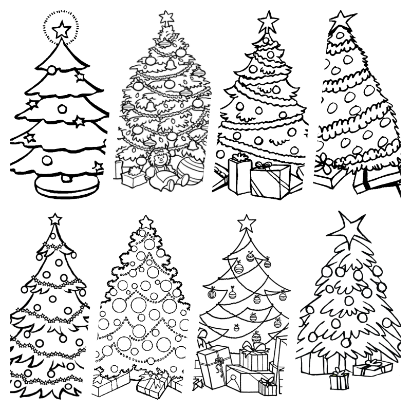 Desenhos de Árvore de Natal para Imprimir e Colorir