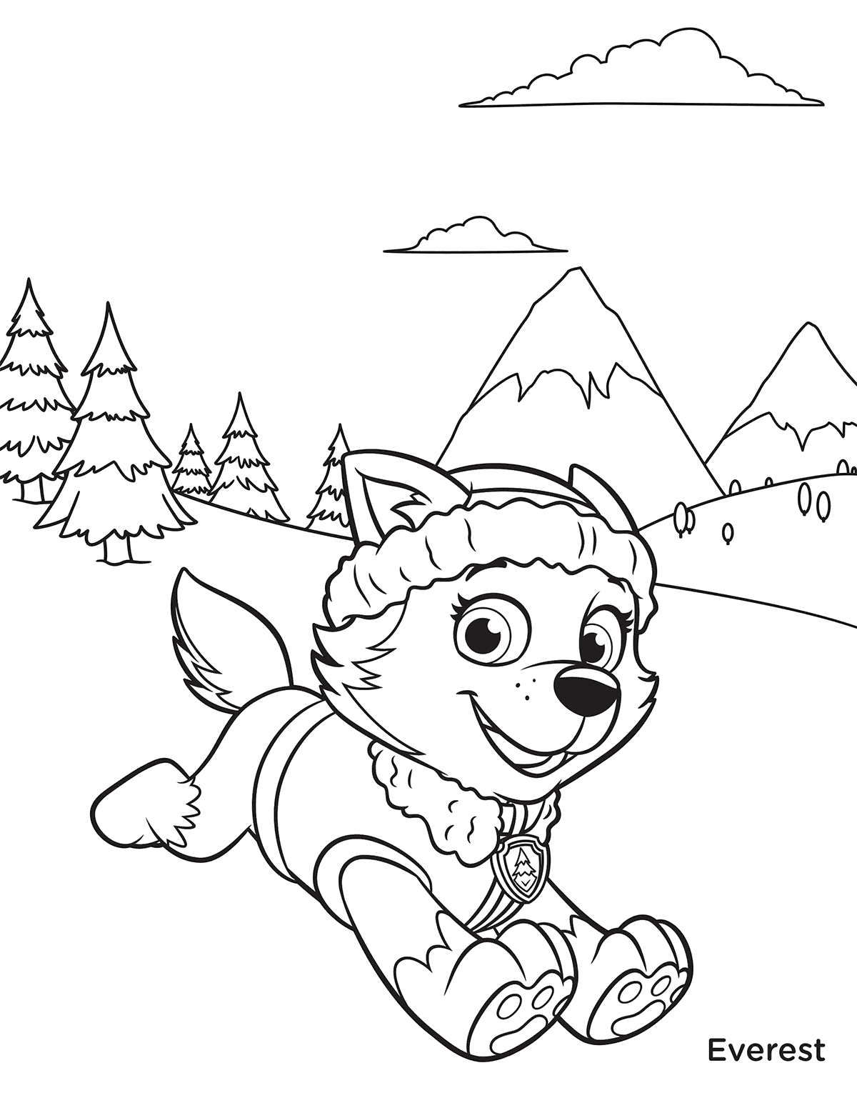 Desenho para Pintar Everest Patrulha Canina - Desenho para Colorir