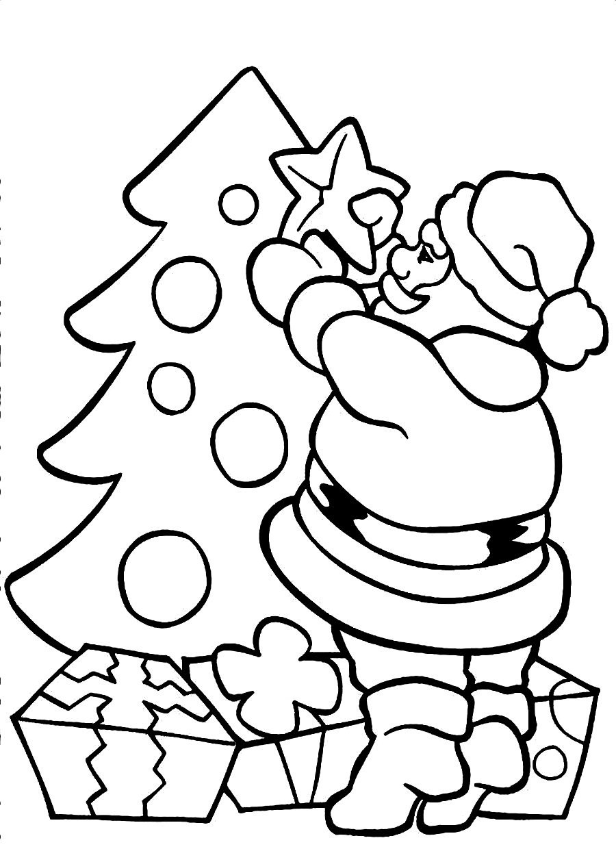 45 Desenhos de Papai Noel para colorir