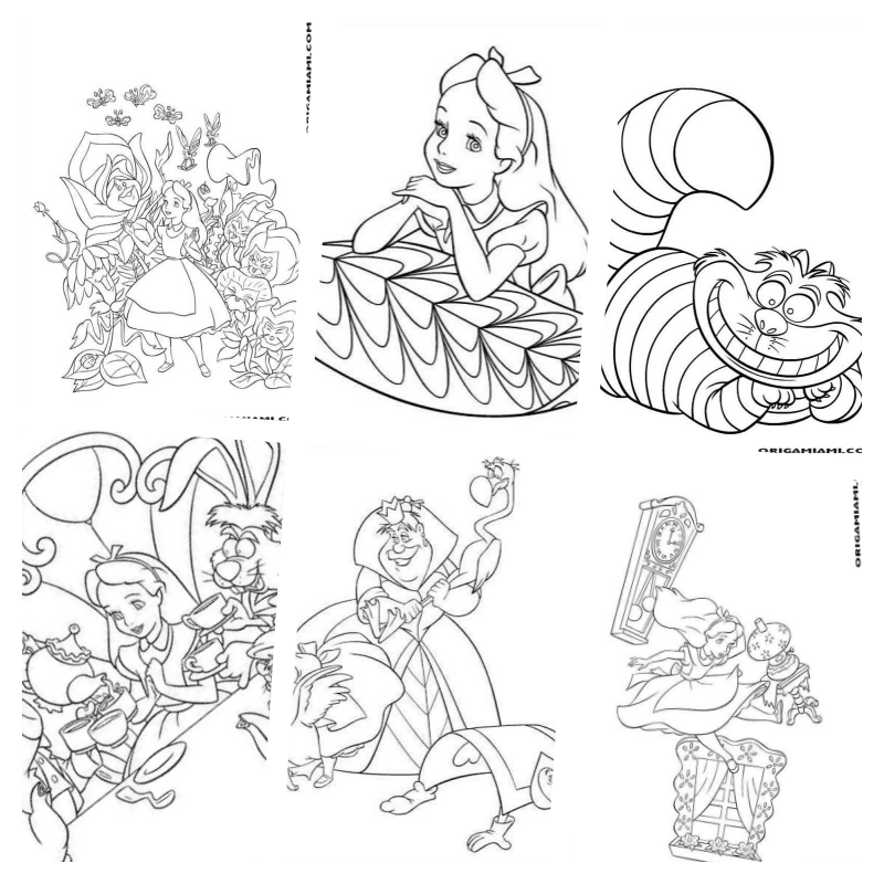 20 Desenhos da Alice no País das Maravilhas para colorir