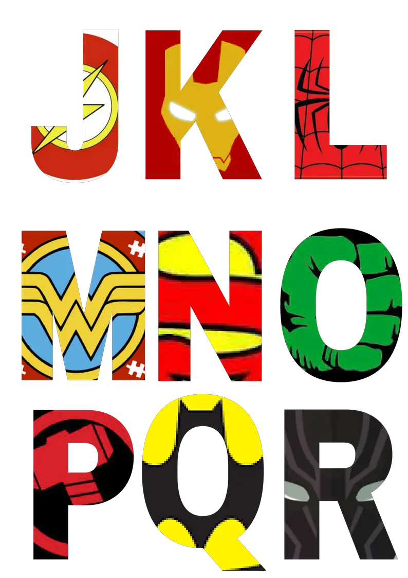 alfabeto personalizado avengers