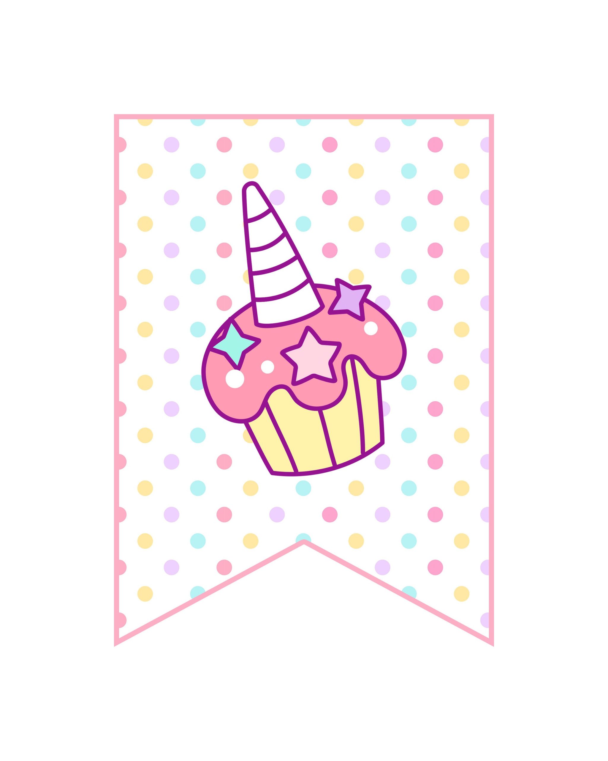 bandeirola cupcake unicórnio