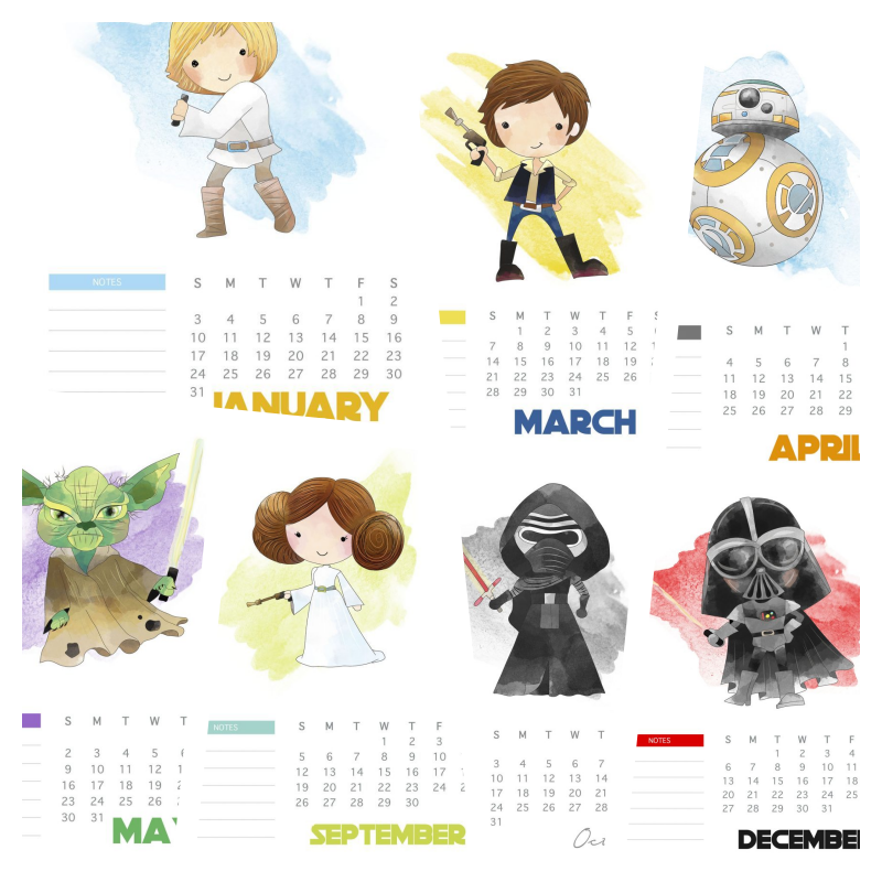 Calendário Mensal 2021 Star Wars para Imprimir 1 calendario mensal 2021 star wars