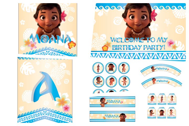 Kit Decoração De Festa Infantil Moana Baby Personalizado