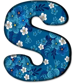 alfabeto personalizado floral azul