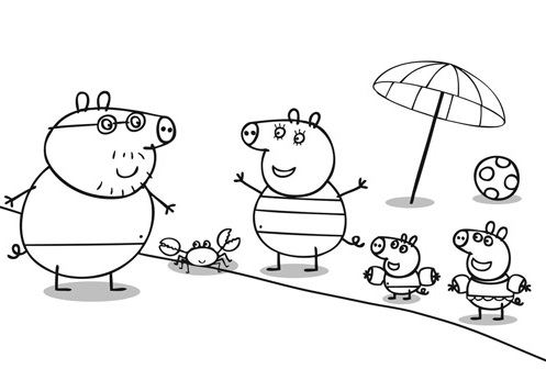 Desenho para colorir Peppa Pig e sua família · Creative Fabrica