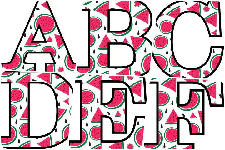 alfabeto personalizado melancia para imprimir