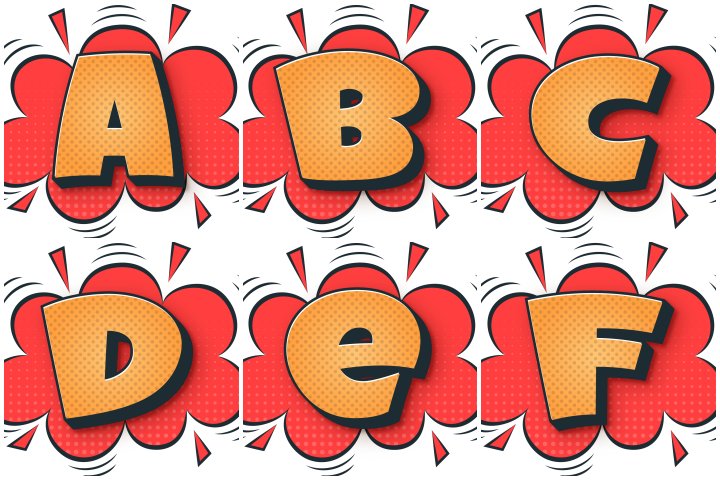 alfabeto personalizado Balões Comic Book