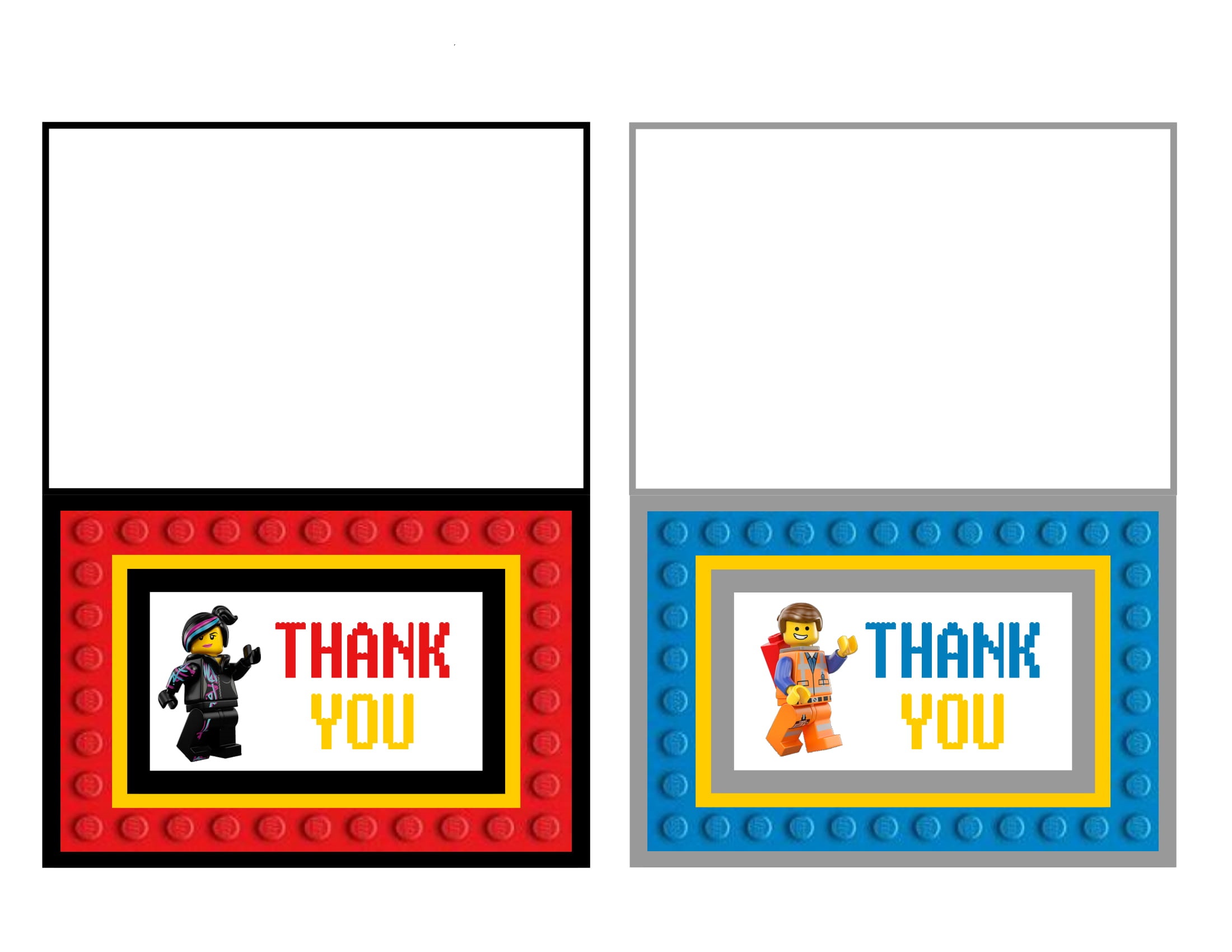 cartão agradecimento lego movie