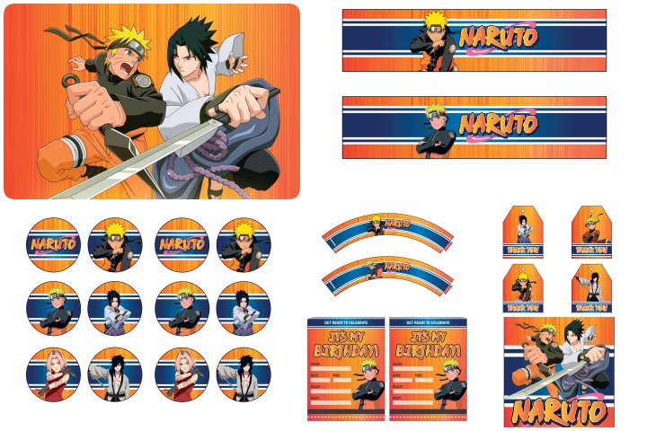 Topo de bolo Naruto 2 - Fazendo a Nossa Festa