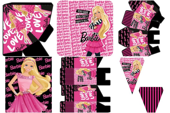 Topo de Bolo para Imprimir Barbie Princesas - Edite grátis com