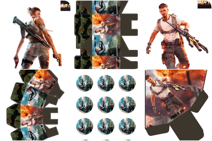 KIT FESTA SÓ UM BOLINHO FREE FIRE PERSONALIZADO COM NOME.