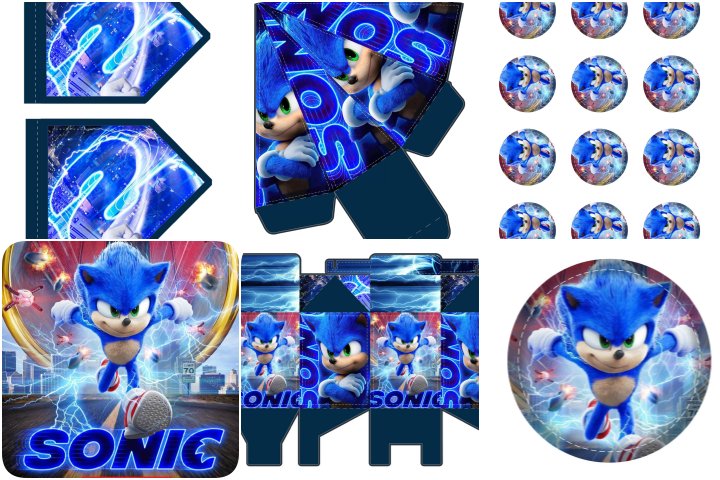 sonic 2 o filme kit decoração de festa infantil 4 display de mesa