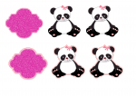bolsinha apliques panda rosa