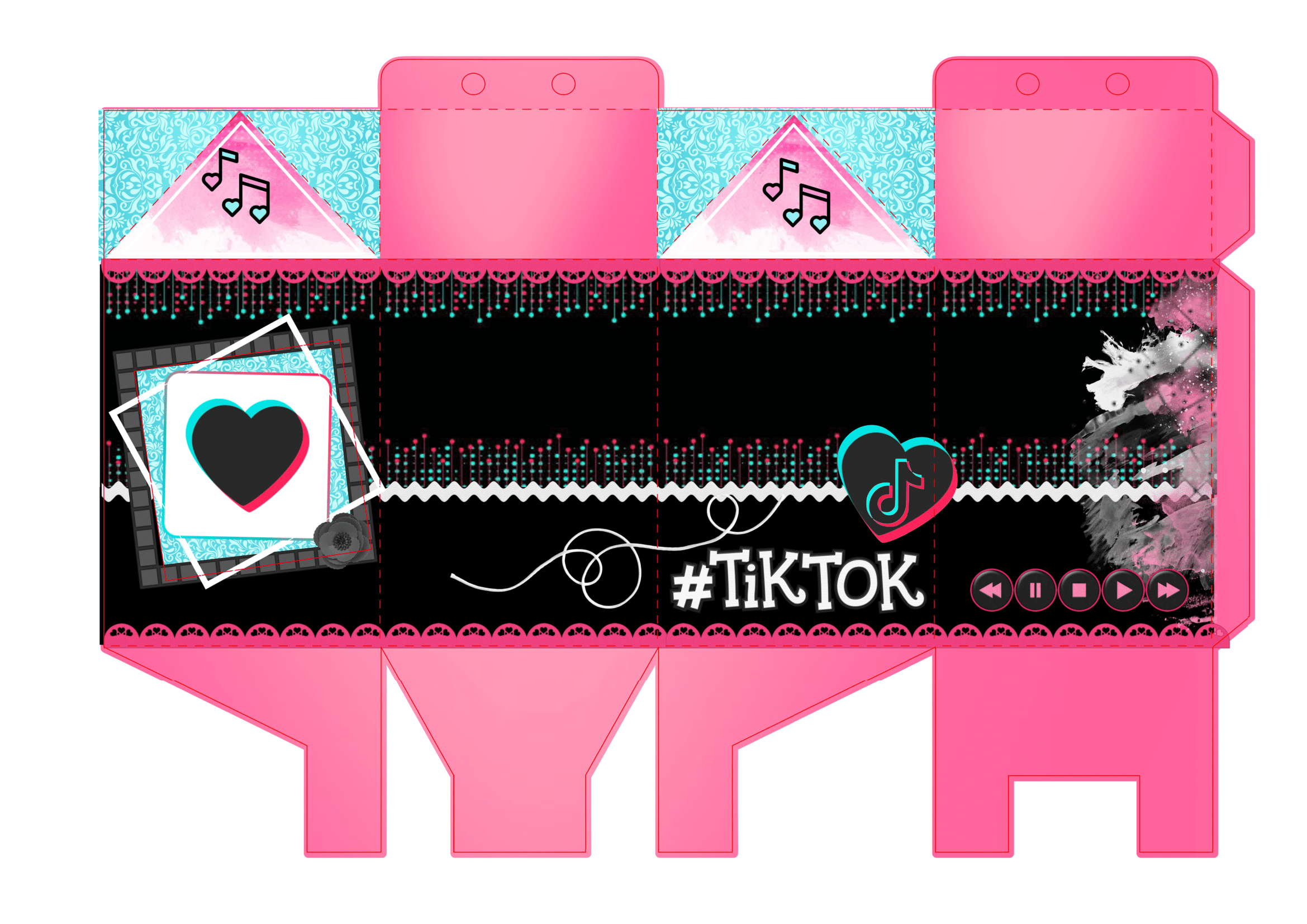 Kit Festa TikTok Rosa para imprimir OrigamiAmi Arte para toda a festa