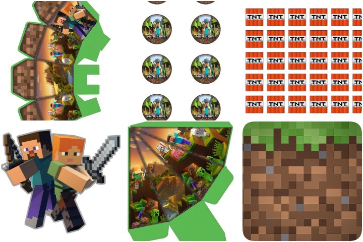 Arquivo Digital Topo de Bolo Minecraft para Imprimir