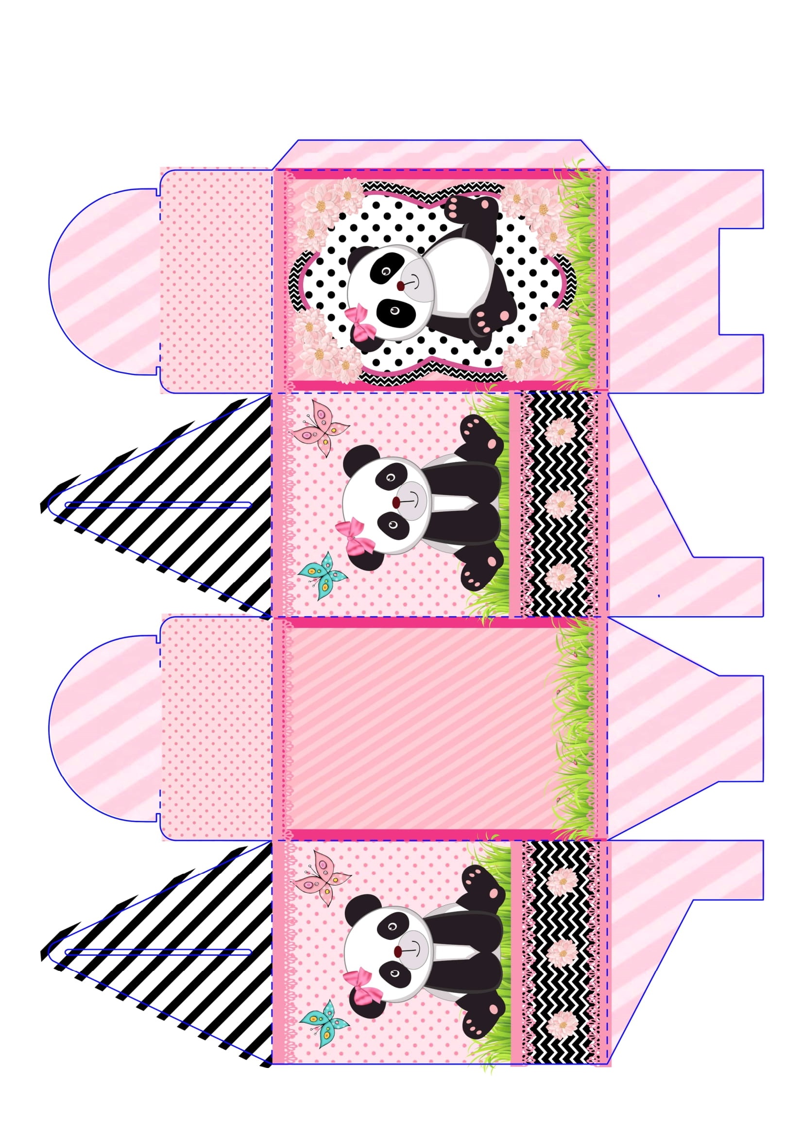 caixa retangular panda menina
