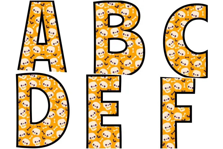 alfabeto personalizado caveiras halloween para imprimir