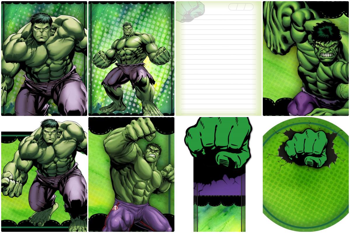 Etiqueta escolar Hulk para imprimir