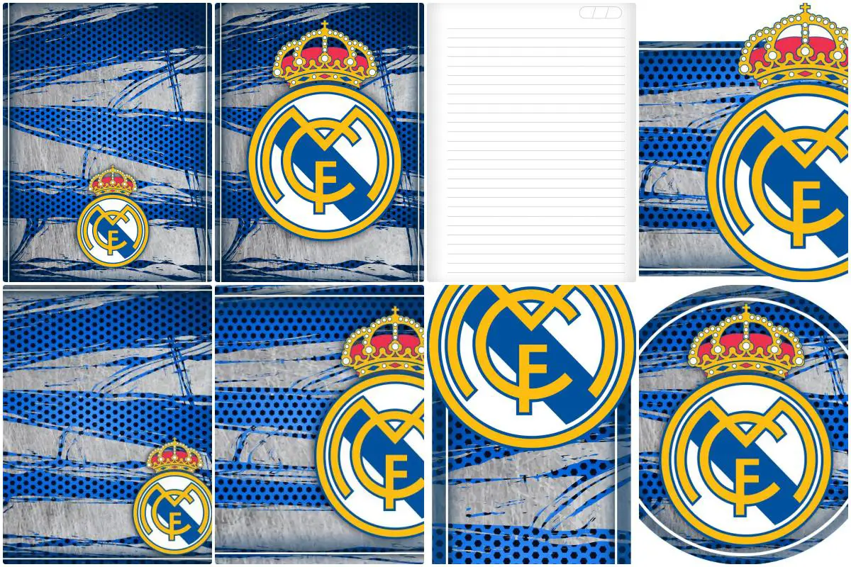 Etiqueta escolar Real Madrid para imprimir