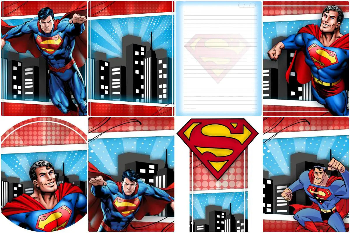 Etiqueta escolar Super Homem para imprimir