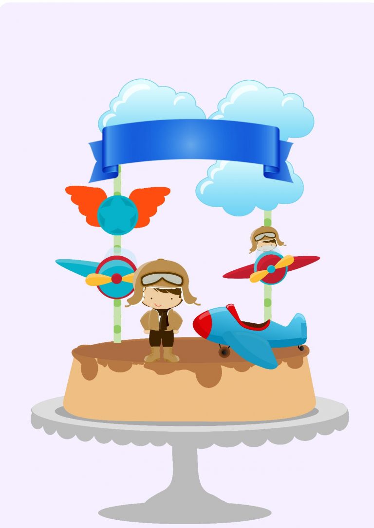 Topo de bolo Aviador para imprimir 8 Topo de Bolo Aviador (1)