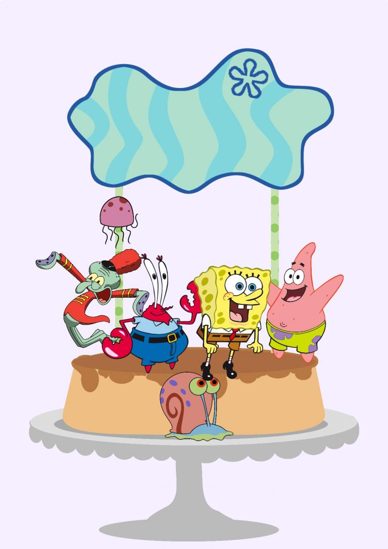 Topo de bolo Bob Esponja para imprimir 1 Topo de Bolo Bob Esponja (1)