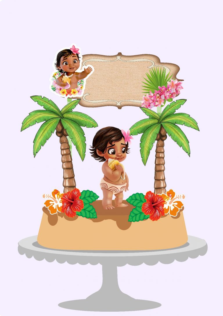 Topo de bolo Moana Baby para imprimir 2 Topo de Bolo Moana Baby (1)