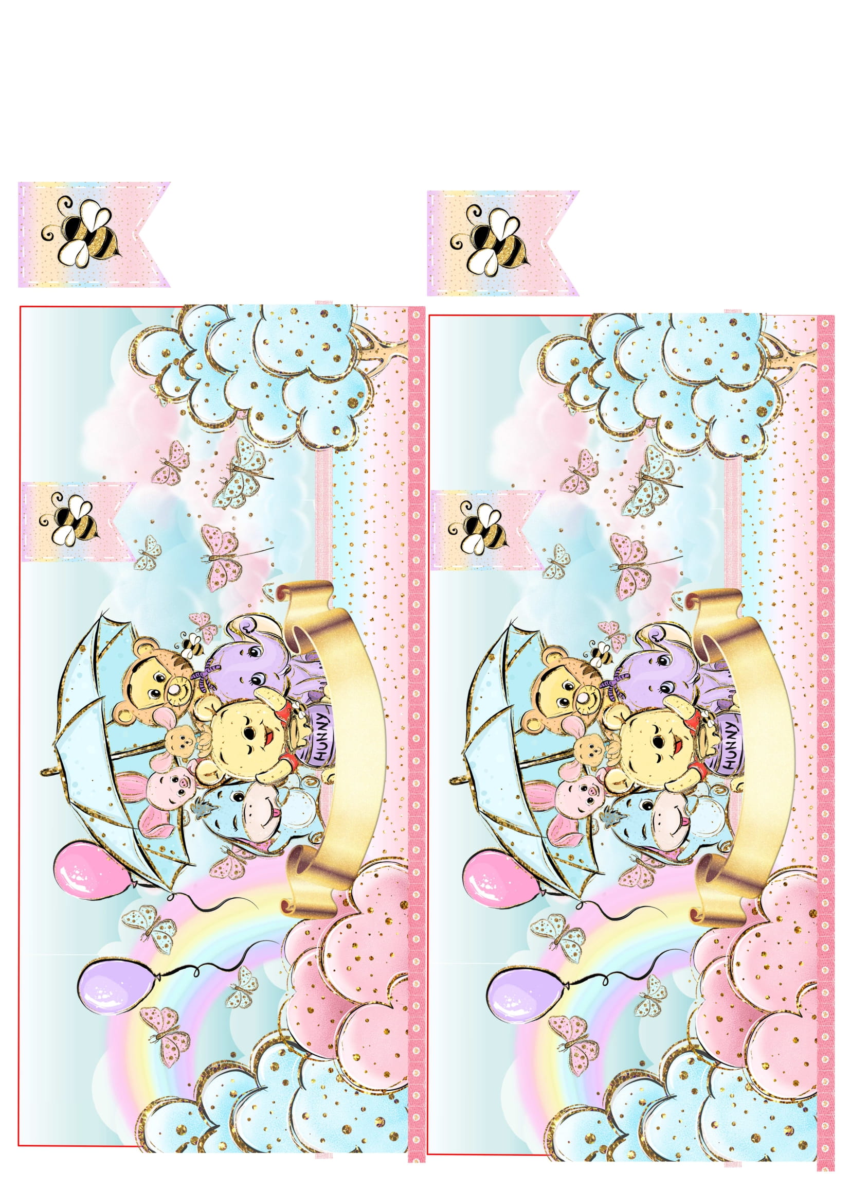 Kit Festa Ursinho Pooh Arco Íris para imprimir 11 Cofrinho com Caixa Ursinho Pooh (1)