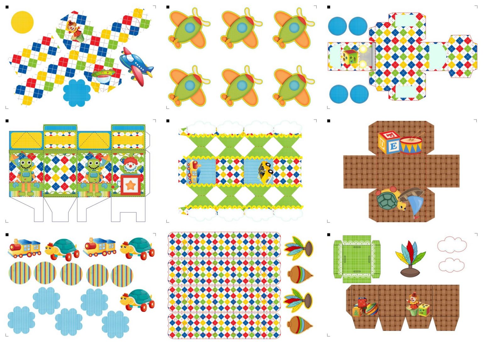 Kit Festa Brinquedos Coloridos para imprimir - Arte para toda a festa