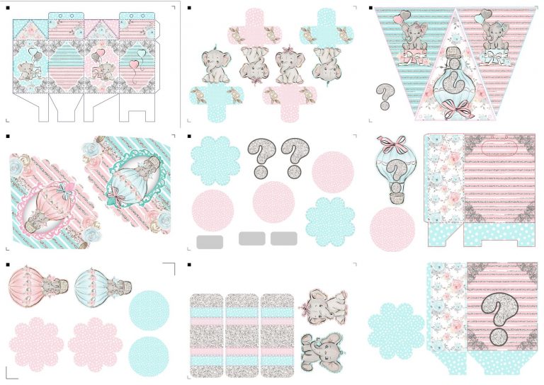 Kit Festa Chá Revelação Elefantinho para imprimir 4 Kit Festa Chá Revelação Elefantinho para imprimir