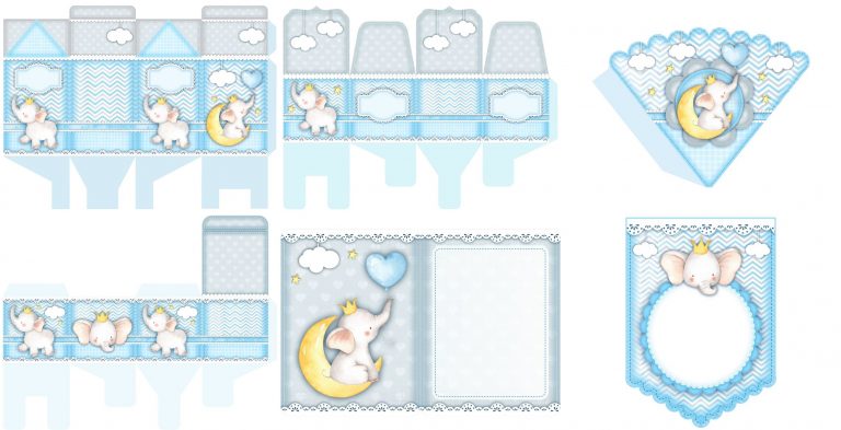 Kit Festa Elefantinho Azul para imprimir 2 Kit Festa Elefantinho Azul para imprimir