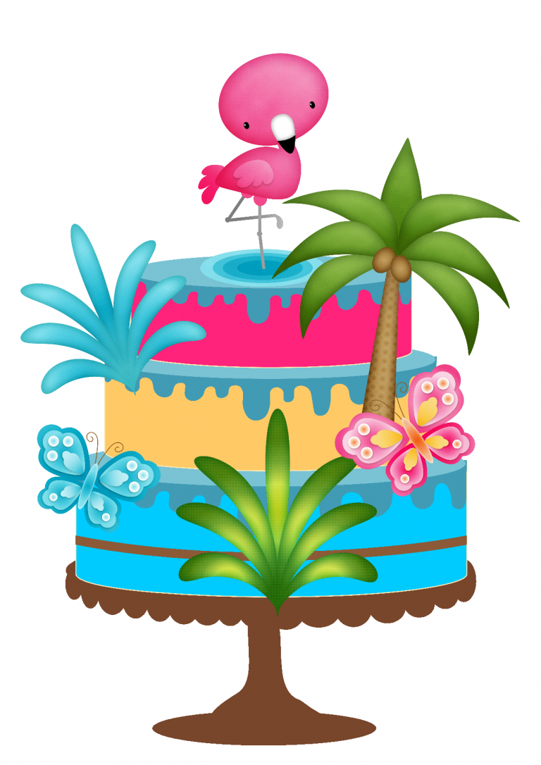 Topo de bolo Flamingo para imprimir