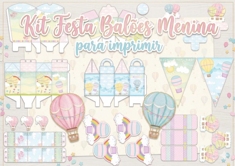 Kit Festa Balões Menina para imprimir