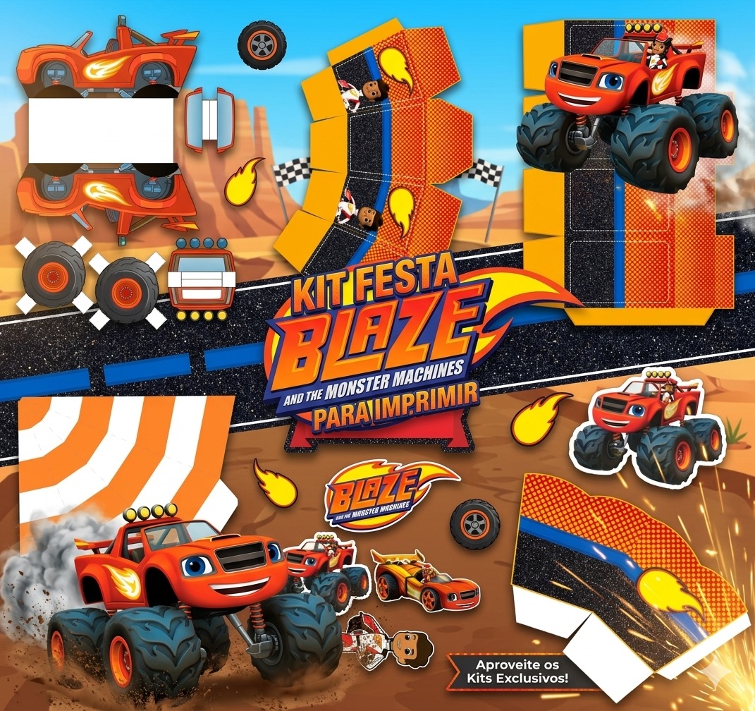 Kit Festa Blaze And The Monster Machines para imprimir 7 Kit Festa Blaze And The Monster Machines para imprimir