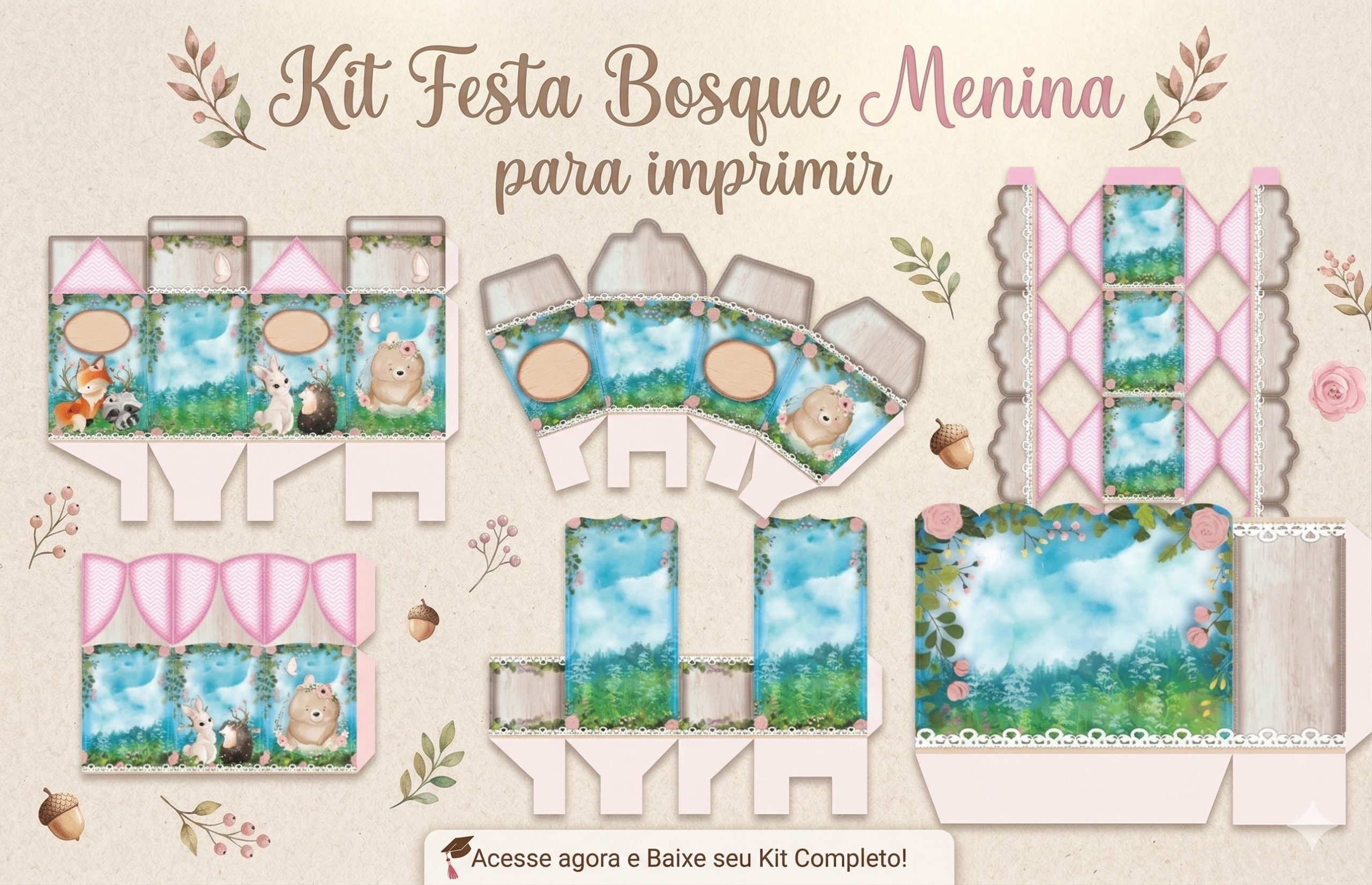 Kit Festa Bosque Menina para imprimir
