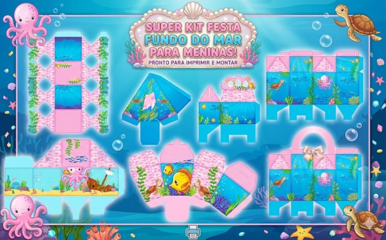 Kit Festa Fundo do Mar Menina para imprimir