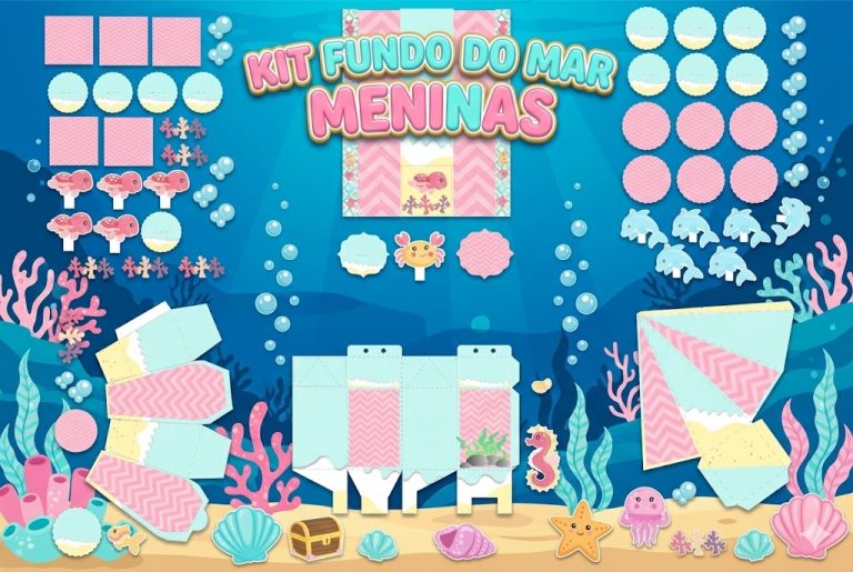 Kit Festa Fundo do Mar Menina para imprimir