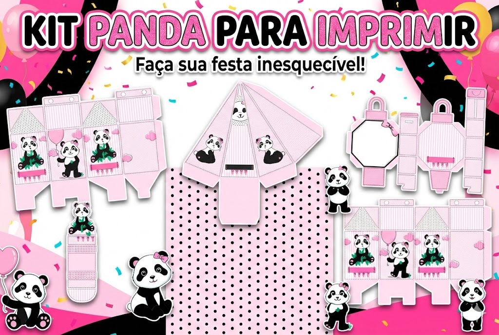 Kit Festa Panda Baby para imprimir 4 Kit Festa Panda Baby para imprimir