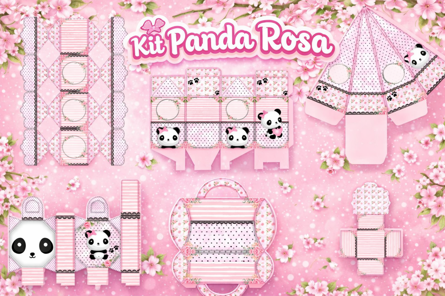 Kit Festa Panda Rosa para imprimir 5 Kit Festa Panda Rosa para imprimir