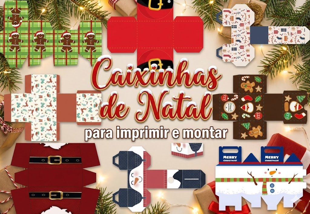 Caixinhas de natal para imprimir e montar 2 Caixinhas de natal para imprimir e montar
