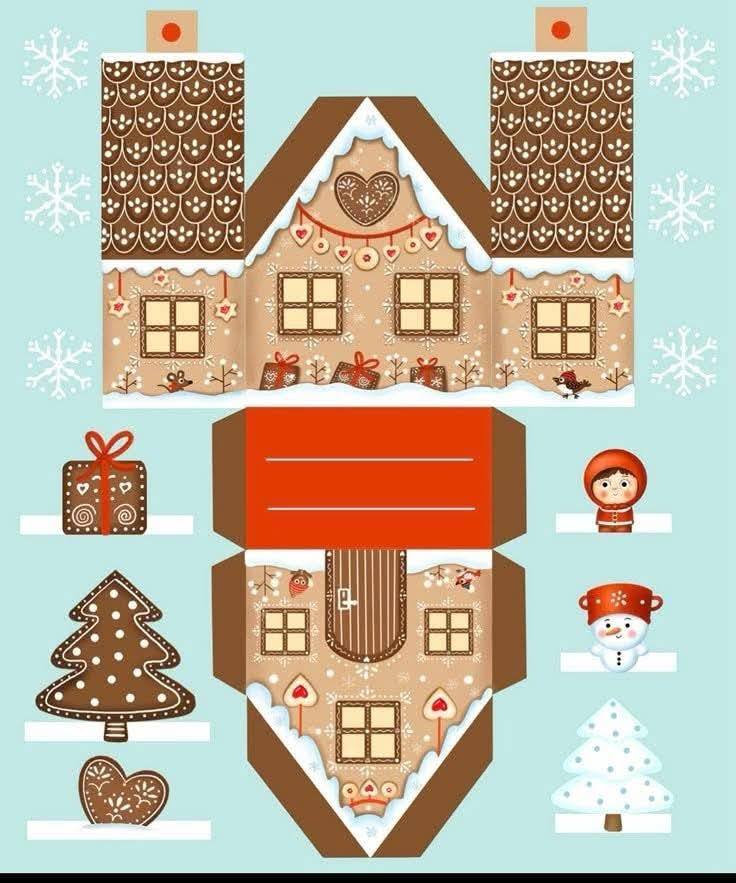 Casinhas de natal para imprimir e montar 8 Casa de natal para montar (7)