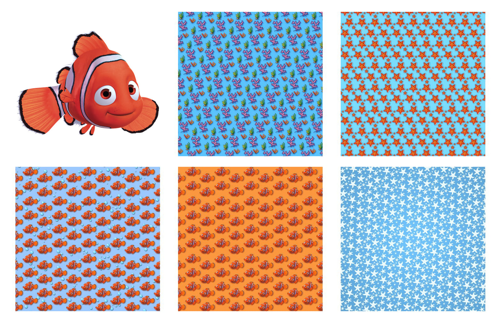 Papel digital e personagens procurando nemo para imprimir